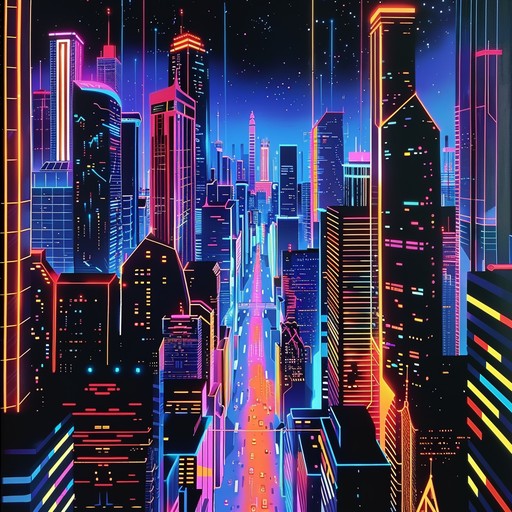 A high energy track brimming with intense rhythms and driving beats. Shimmering synths and pulsating bass lines transport the listener to a vibrant, neon lit future city. Perfect for action packed scenes and exciting moments.