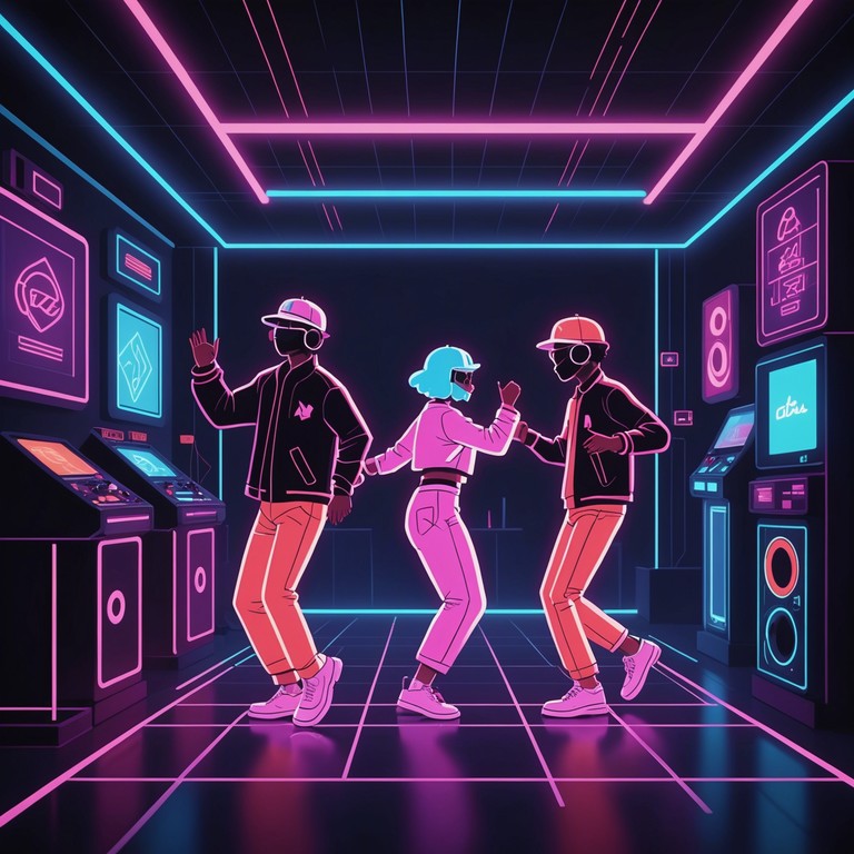 Imagine a scene where pixelated characters in a video game are having a non stop dance party. Synths blare as digital feet stomp in rhythmic harmony.