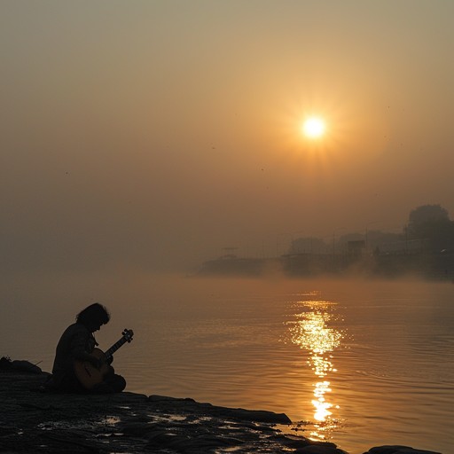 Embark on an auditory journey to the sacred waters of the ganges, where ethereal melodies blend with the gentle rustle of flowing water, encapsulating a profound sense of peace and spirituality.