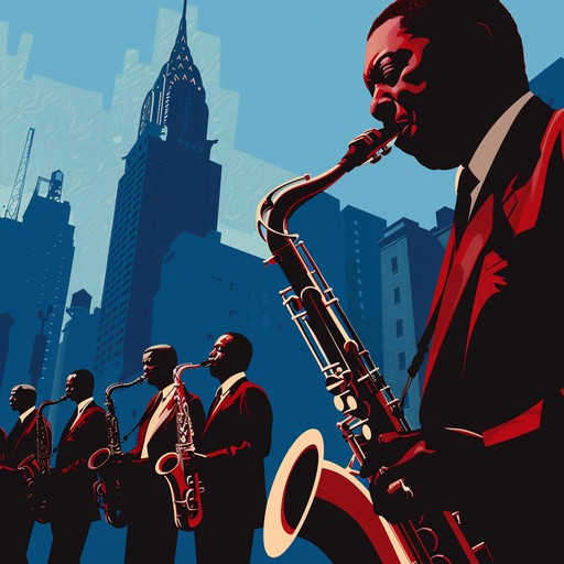 An electrifying jazz piece that captures the vibrancy of a bustling cityscape, weaving through unexpected dynamic twists and turns. The saxophone leads this bold journey with powerful riffs, complemented by a lively rhythm section. It's a musical representation of a day in a lively metropolis, pulsating with energy and spontaneity.