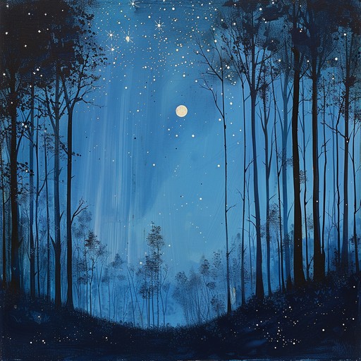 A calming journey through a serene, moonlit woodland, where the delicate tones of a music box create an atmosphere of peace and wonder, perfect for lulling anyone to sleep