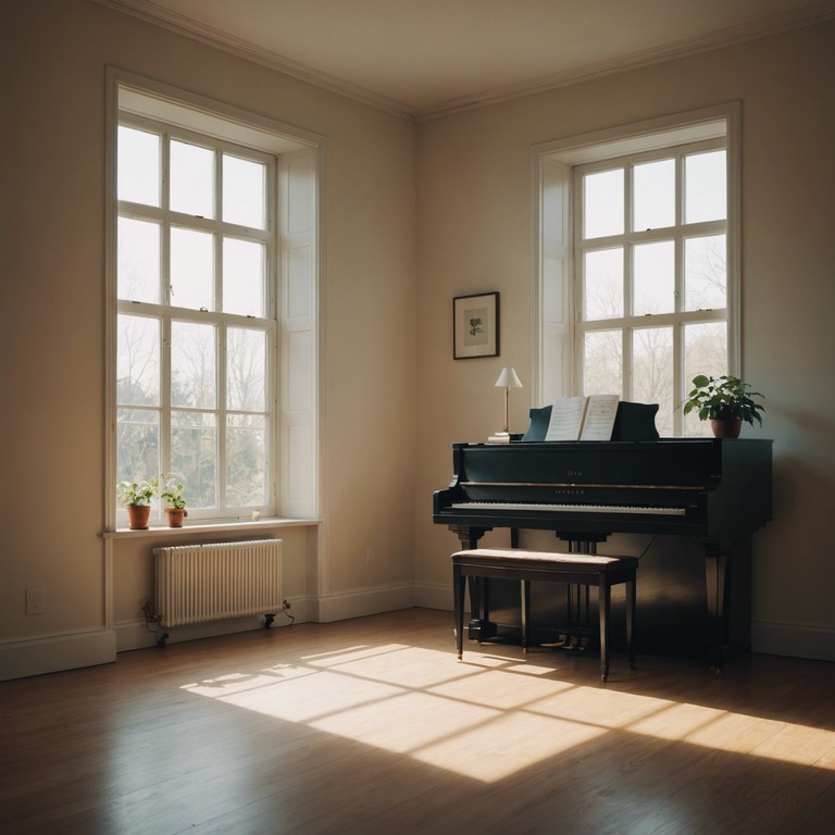 A soft, melodious piece designed to evoke introspection and a sense of calm serenity as gentle piano notes ripple through a quiet room. The sound invites listeners to reflect on their thoughts and emotions privately and peacefully.