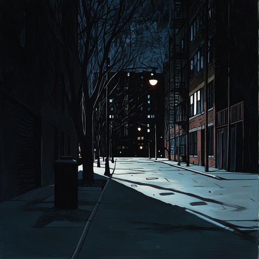 A tense instrumental rnb piece that captures the feeling of wandering through a city's silent streets at night, with haunting melodies and deep beats creating an atmosphere of suspense and mystery.