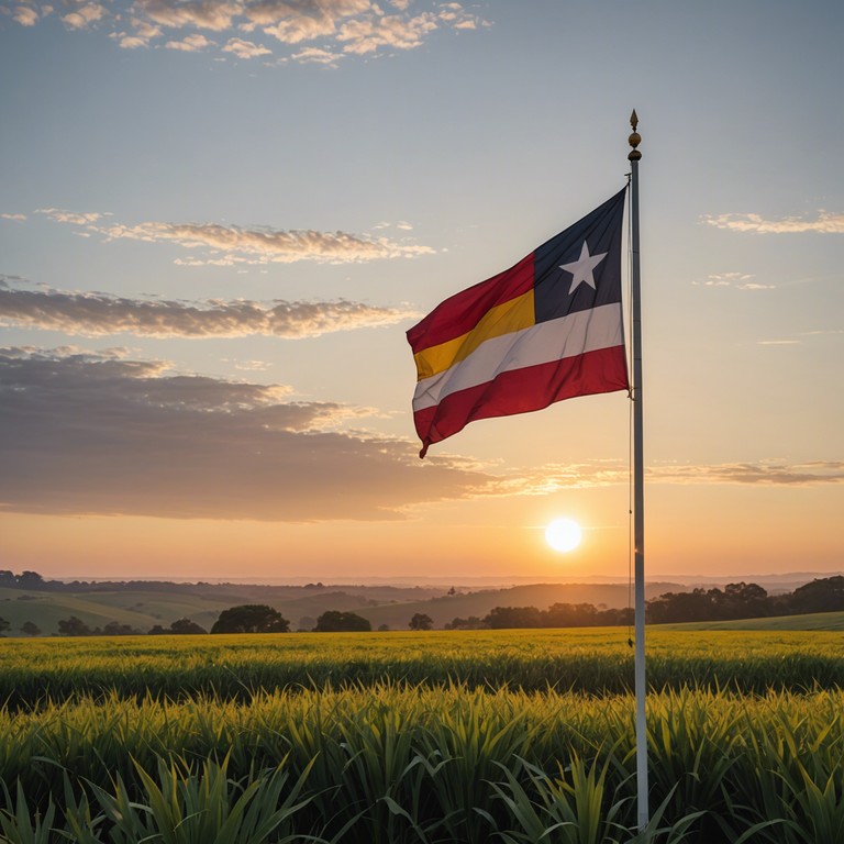 A rousing musical piece designed to evoke a deep sense of national pride and unity, this instrumental track harnesses the power of soaring melodies to simulate the essence of a new dawn, symbolizing hope and renewal for a nation. The composition utilizes dynamic changes and vibrant harmonies to convey an inspiring narrative of resilience and shared destiny