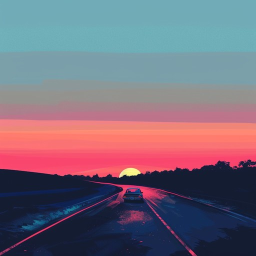 This instrumental soft rock track evokes the feeling of a peaceful sunset drive along the coast. Warm, clean electric guitar melodies intertwine with soothing piano chords and a steady, mellow bassline. Subtle percussion keeps a relaxed mid-tempo pace as layers of shimmering, reverb-washed guitar riffs drift in and out, creating an atmosphere of wistful nostalgia and quiet contemplation. The track slowly builds and swells with emotion before gently fading away like the last rays of sunlight disappearing over the horizon.