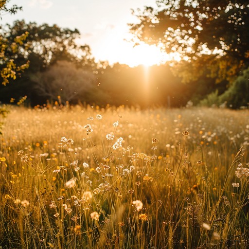 Experience the tranquil bliss of a sunlit meadow with this soothing instrumental piece. Soft acoustic guitar strums blend seamlessly with gentle ambient sounds, evoking the peacefulness and serenity of a lazy summer day. The composition gently progresses, creating a dreamlike atmosphere perfect for relaxation and mindfulness. Let yourself be enveloped by the warm melodies as you drift into a state of calm and contentment.