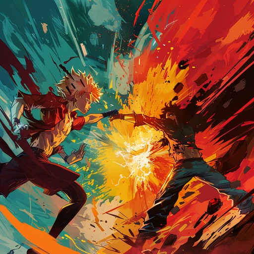 An intensely dynamic piece that merges electric guitar and orchestral elements for epic anime clashes. This track brings to life the high stakes and raw emotions of shonen heroes, offering a perfect backdrop to their triumphs and struggles.