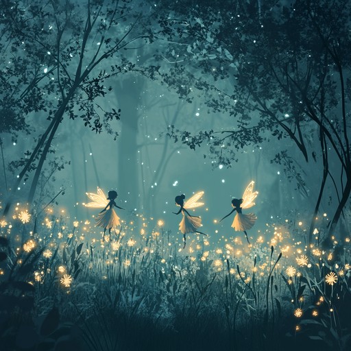 An instrumental lullaby blending lute sounds with ambient tones, creating an enchanting atmosphere that transports children to a magical forest filled with gentle creatures and soft lights.