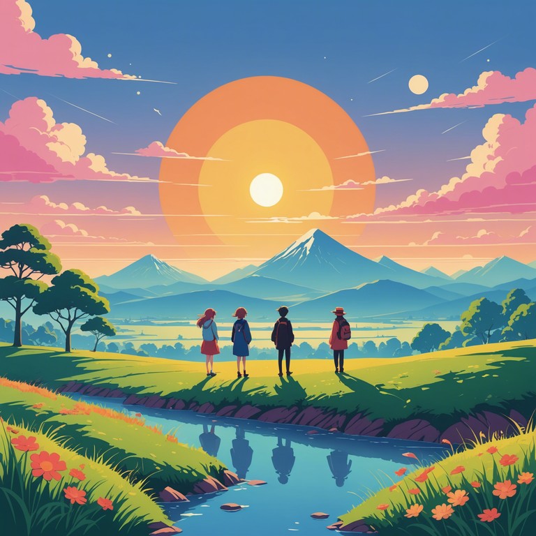 This composition is crafted to evoke the spirit of adventure and youthful excitement found in many anime settings. The melody is light, ascending, and filled with surprising musical turns, perfect for scenes depicting new friendships, discoveries, or the start of a journey. The orchestration includes a blend of traditional and modern instruments, capturing the enthusiasm and boundless energy of youth.