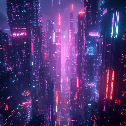 Immerse in a high energy cyberpunk world with powerful beats and emotive synths, painting a vivid sonic landscape of love and rebellion within a neon lit metropolis.