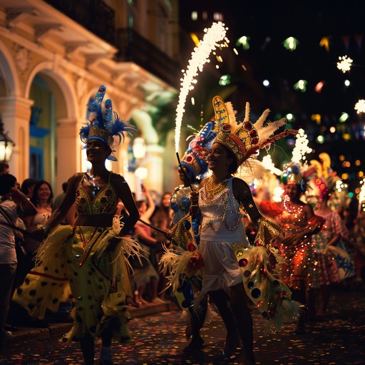 Experience the lively atmosphere of a carnival night with this exuberant latin jazz track. Dynamic brass instruments, infectious rhythms, and spirited piano bursts blend to create an electrifying auditory journey.