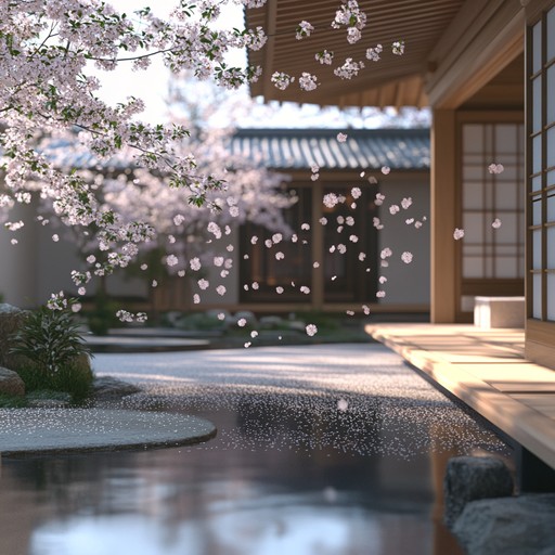 A deeply emotional instrumental piece inspired by the gentle fall of cherry blossoms, evoking a sense of bittersweet nostalgia and the tender memories of first love. The track flows with soft piano melodies accompanied by delicate string harmonics, creating a tender and sentimental atmosphere. It paints a picture of a spring day in japan, where the gentle breeze carries the petals through the air, symbolizing the fleeting yet beautiful moments of young love.