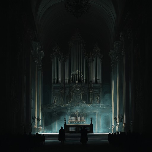 An instrumental composition combining haunting pipe organ melodies with deep orchestral undertones, capturing the eerie essence of baroque opulence shrouded in shadows.