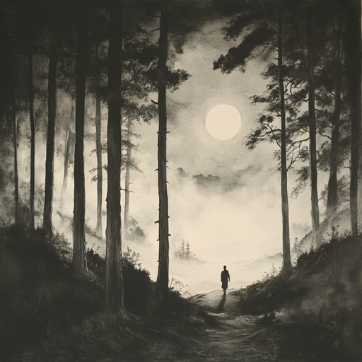 A gentle instrumental dark folk composition that captures the peaceful yet enigmatic feeling of nocturnal forest wanderings, blending soft acoustic guitar with ambient tones to lull the listener into a contemplative state.