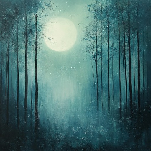 A gentle instrumental capturing an enchanted forest's mystical essence with harp melodies evoking whispers of trees and rustling leaves under moonlight.