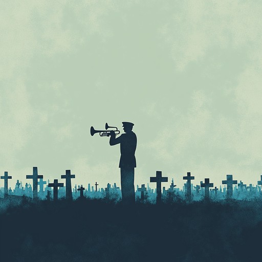 This poignant military composition features a reflective trumpet solo, accompanied by a subdued percussion arrangement that evokes imagery of a solitary march. Strings provide a haunting backdrop, intensifying the theme of remembrance and loss. Designed to provoke deep introspection, the piece honors the sacrifice of fallen soldiers.