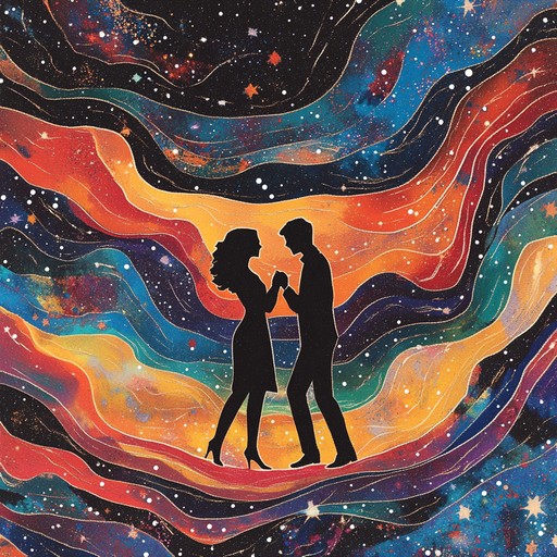 Ethereal synthesizers create passionate rhythms echoing through the universe, painting a sonic picture of intense love amidst the stars. Enveloping basslines merge with futuristic beats to evoke a surreal and dreamy cosmic journey