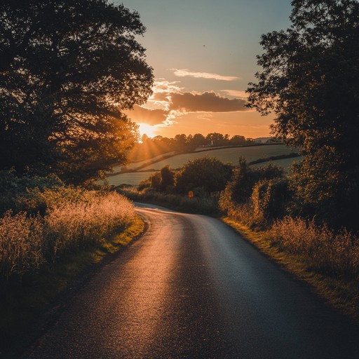 Imagine a warm summer evening, as the sun dips low in the sky, cascading golden hues over a quiet country road. A relaxed guitar melody slowly weaves its story, creating a comforting, nostalgic atmosphere. The pace is unhurried, evoking memories of simpler times and heartfelt moments shared with loved ones.