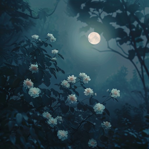 Delicate acoustic guitar notes dance amidst a tranquil soundscape, resembling whispering night blooms under the moonlight. The soundtrack conveys an intimate and serene feeling, suitable for quiet reflections or meditative moments. Minimalist yet profoundly emotional, capturing the subtleties of the night garden.