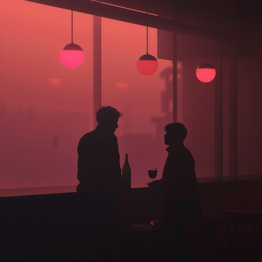 The smooth, sensual sound of a saxophone echoes through the dimly lit jazz club, accompanied by the soft tinkling of piano keys and the gentle brushing of drums. The music creates an intimate, smoky atmosphere, perfect for a romantic midnight rendezvous or a moment of quiet introspection.