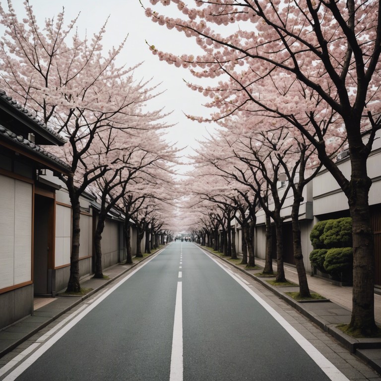 A calm composition imbibing the essence of spring in tokyo. Gentle instrumentals accompany visions of blossoms subtly swaying in the breeze, crafting a tranquil auditory experience that embodies the serene atmosphere and cultural beauty of cherry blossom season in japan. A delicate piano leads this peaceful exploration, evoking feelings of relaxation and contentment, perfect for unwinding or meditative practices.