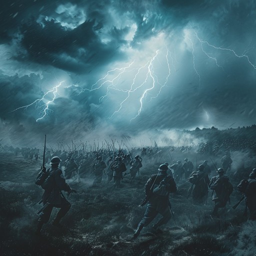 A grandiose orchestral composition featuring dynamic string sections, resonant brass, and impactful percussion to evoke the valor and determination of warriors in an epic battle. Ideal for film scenes demanding a sense of urgency and heroism.