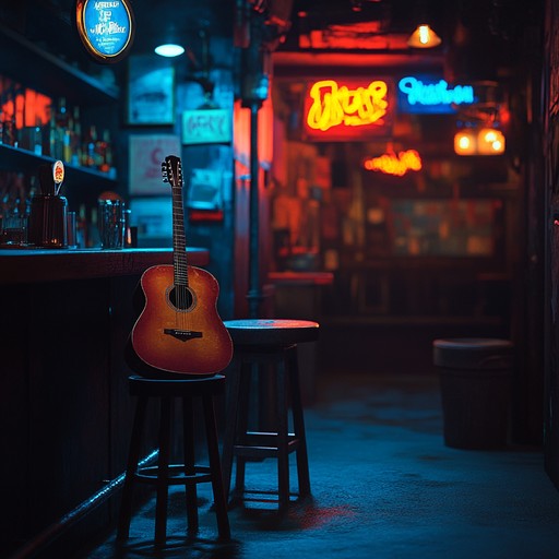 A moody blues rock composition featuring a mysterious and introspective electric guitar, enhancing the haunting atmosphere of a dark corner at night. The track combines gritty guitar riffs with a laid back rhythm, painting a scene of solitude and contemplation.