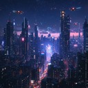 ambient beats under neon lights in a cyberpunk cityscape