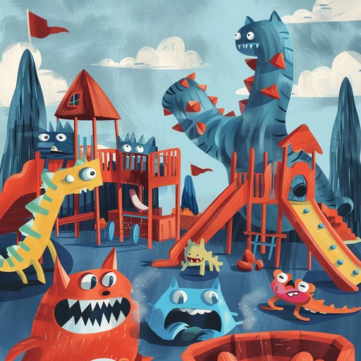 An aggressive yet child friendly instrumental capturing the essence of a thrilling playground monster battle. Energetic drums and playful synthesizers create a unique, engaging experience for young listeners.