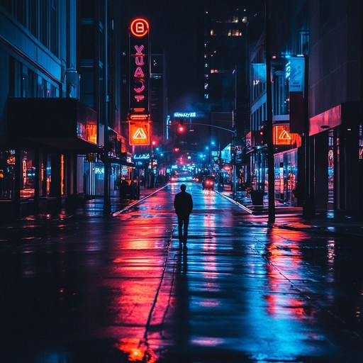 A moody instrumental track that blends ambient guitars with subtle electronic elements to evoke the feeling of walking alone through empty city streets illuminated by neon signs. The music captures the sense of solitude and introspection that comes with urban nightlife.