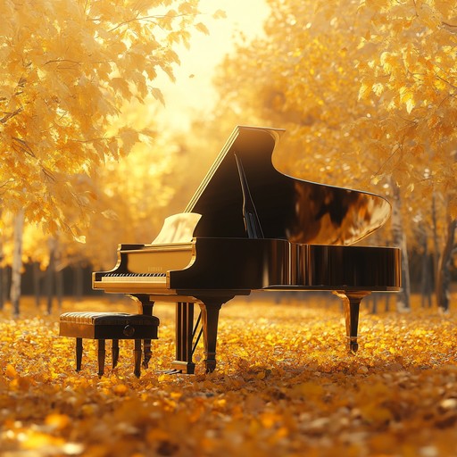 An instrumental piece featuring piano melodies that echo through golden autumn woods, evoking a serene and peaceful mood