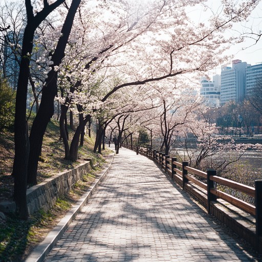 This track blends traditional korean instruments with modern k pop beats to create a sound that captures the essence of a spring day in seoul. Contemporary trends meet ancient echoes, embodying the city's vibrating youth alongside its historic depth.