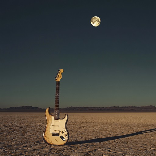 A reflective, instrumental hard rock song that blends calming guitar leads with powerful riffs, inspired by tranquil, moonlit desert landscapes and their timeless beauty