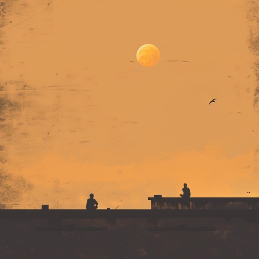 Capture the essence of a serene sunset on a rooftop with a mellow lounge track, led by gentle saxophone tunes. The music creates a soothing atmosphere perfect for unwinding and enjoying the last rays of the golden sun.