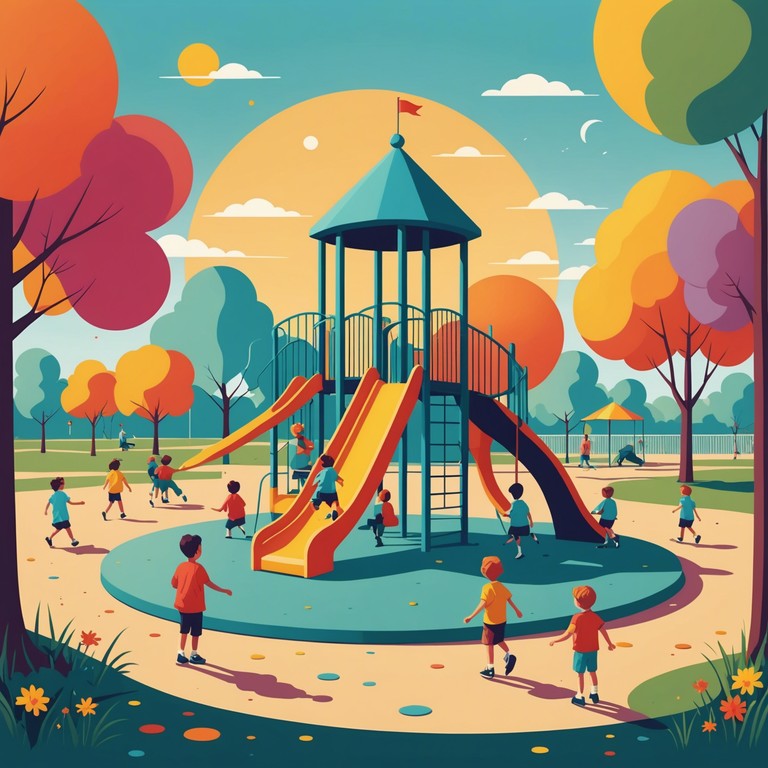 A joyful and energetic instrumental that captures the essence of a sunny day on the playground, where children are laughing, running, and playing games. The melody is designed to evoke the carefree happiness and bustling activity of children at play.