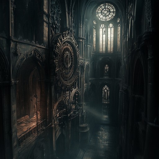 Dive into an otherworldly realm where ethereal synthesizers weave intricate melodies, interlacing with the mechanical precision of clockwork sounds. This piece invokes the grandeur of a gothic cathedral with the meticulousness of a finely tuned timepiece, creating a unique symphonic experience.