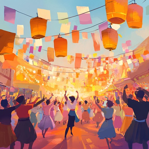 A dynamic art song weaving together global sounds, creating an atmosphere of boundless joy and celebration. The lively tambourine rhythms and vibrant melodies invite listeners to immerse themselves in the happiness and unity of a worldwide festival.