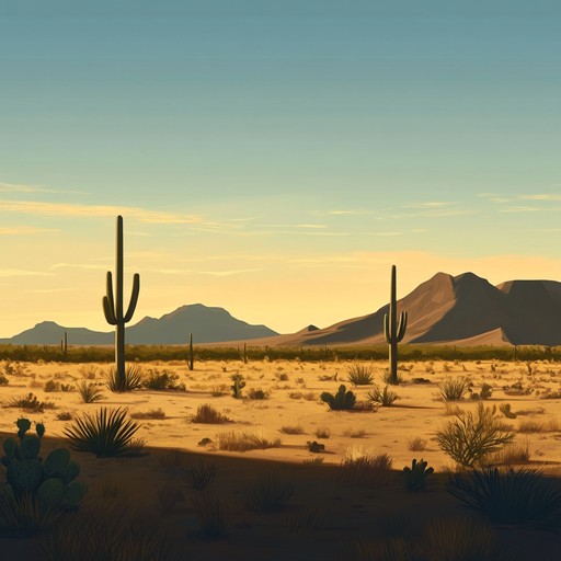 Transport listeners to a serene, spiritual journey through the vast, echoing plains of the western deserts. Gentle strumming of an acoustic guitar overlaid with ethereal harmonies and subtle choirs create a tranquil setting. Distant flutes and soft percussion add an immersive depth, evoking the sacred essence of the desert at sunset.