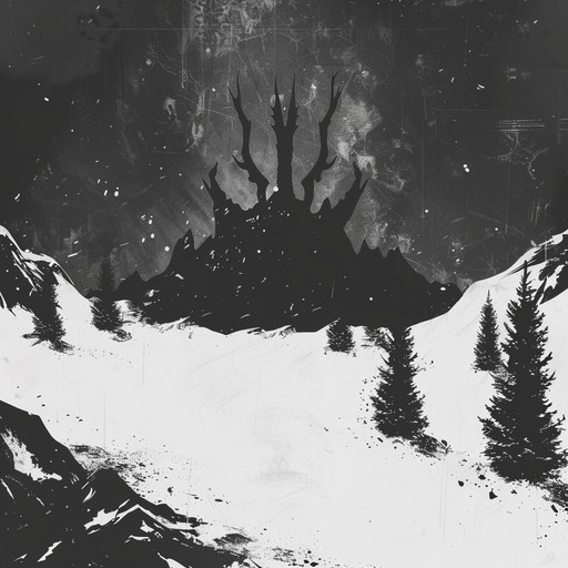 An intense and unrelenting black metal instrumental track with blisteringly fast blast beats, icy tremolo-picked guitar riffs, and haunting keyboard atmospheres. The song conjures images of a harsh winter landscape and an all-consuming blizzard, embodying the cold and misanthropic essence of the black metal genre