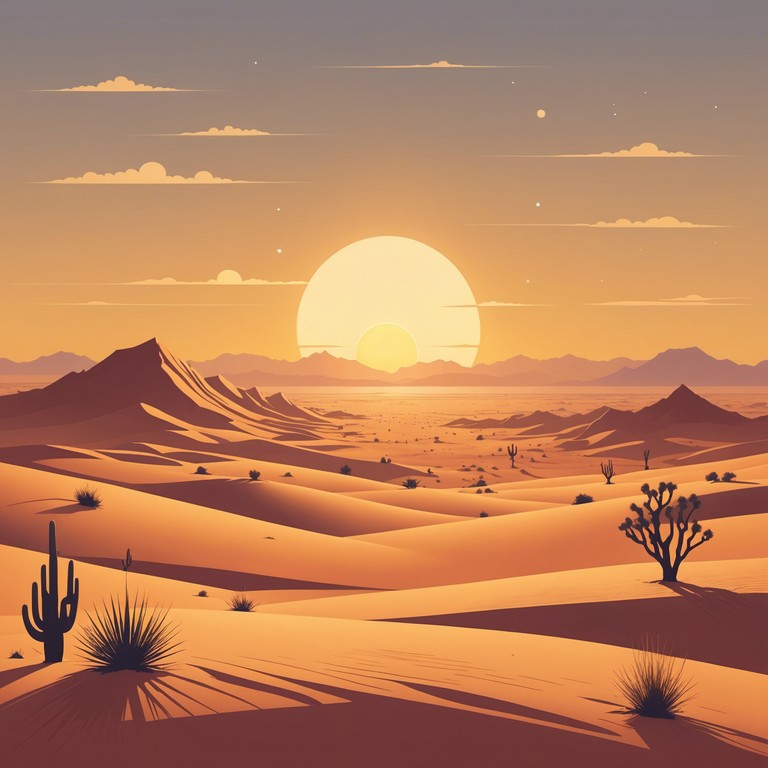 This track encapsulates the tranquility of a mystical desert sunset, where gentle ethnic flutes serenade over a backdrop of soft percussion, capturing the vastness and serene beauty of the landscape.