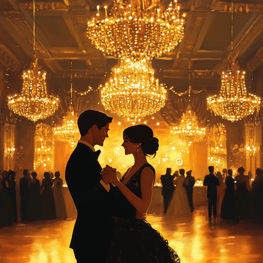 This piece captures the grace and grandeur of an elegant midnight ball. The orchestrations are lush, with sweeping string sections intertwining in a dramatic waltz tempo. The composition builds in intensity, evoking the courtesies and intrigues of a sophisticated high society gathering. The persistent rhythm of the waltz draws listeners in, while intricate melodies keep them entranced, ensuring a poignant and memorable experience.