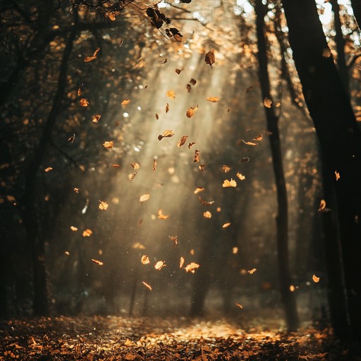 An instrumental piece featuring delicate melodies that evoke the feeling of leaves softly falling through the crisp autumn air, bringing warmth and nostalgia to the listener.