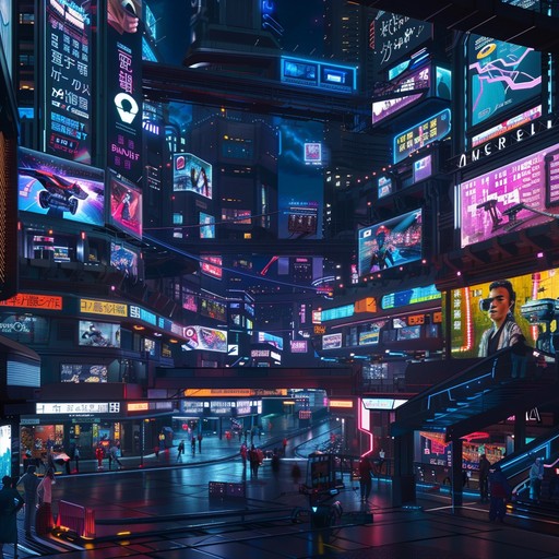 This piece captures the essence of a sprawling cyberpunk cityscape, late at night as neon lights flicker and cast long shadows. Synthesizers create layers of sound that convey a sense of both wonder and foreboding, transporting the listener through a neon lit, rain drenched metropolis where technology intertwines with dark elements of urban decay.