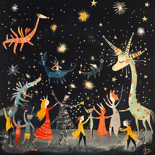 An uplifting orchestral piece designed to evoke the feeling of an enchanted festive parade. Violin and strings lead, with melodies conjuring images of magical creatures celebrating and whimsical festivities, perfect for elevating any joyous occasion.