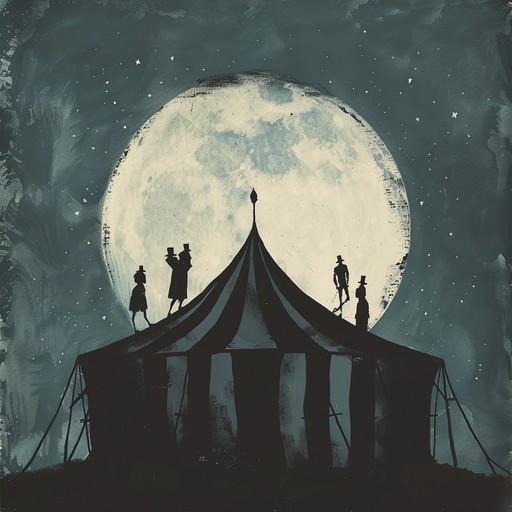 A playful cabaret tune with a dark twist, featuring quirky melodies and eerie undertones, evoking an enchanted yet unsettling circus scene filled with shadows and mischief