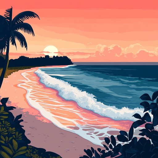 Relax and unwind with this soothing instrumental track, characterized by gentle waves of sound, delicate guitar plucks, and ambient tones that transport you straight to a sunlit tropical beach. It's the perfect background music for a peaceful holiday moment.