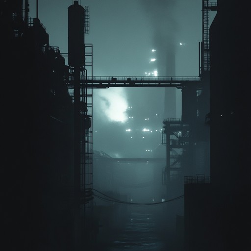 An unnerving edm track featuring dark and heavy beats with cold, echoing synth pulses that evoke a sense of dystopian fear. The tempo shifts unpredictably, keeping the listener on edge while eerie atmospheric effects swell and recede, creating a chilling and mechanical soundscape perfect for unsettling moments.