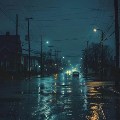 A slow, haunting blues track featuring a soulful electric guitar. The composition captures the essence of a rainy moonless night. The lonely, brooding melodies meander through smoky riffs, reverberating with a sense of loss and yearning, pulling at the strings of the listener's soul.