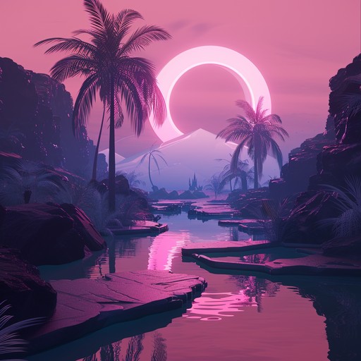 Imagine a lush, vibrant virtual world filled with glowing neon trees, crystalline waterfalls, and floating islands. The music captures the awe and wonder of exploring this ethereal digital landscape, with soaring melodies and shimmering textures that evoke a sense of magic and possibility.