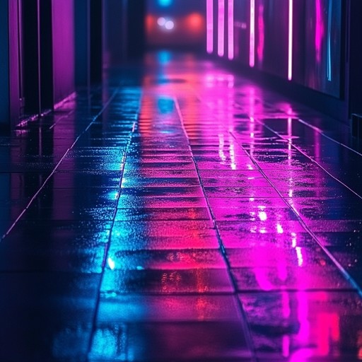 A soothing electronic piece that captures the calm moments in a bustling cyberpunk city, featuring gentle synthesizer harmonies and the soothing sound of rain to evoke a sense of tranquility amidst technology.